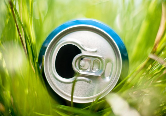 aluminum can in grass